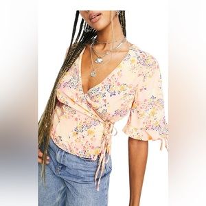 Top Shop Floral Wrap Front Blouse
